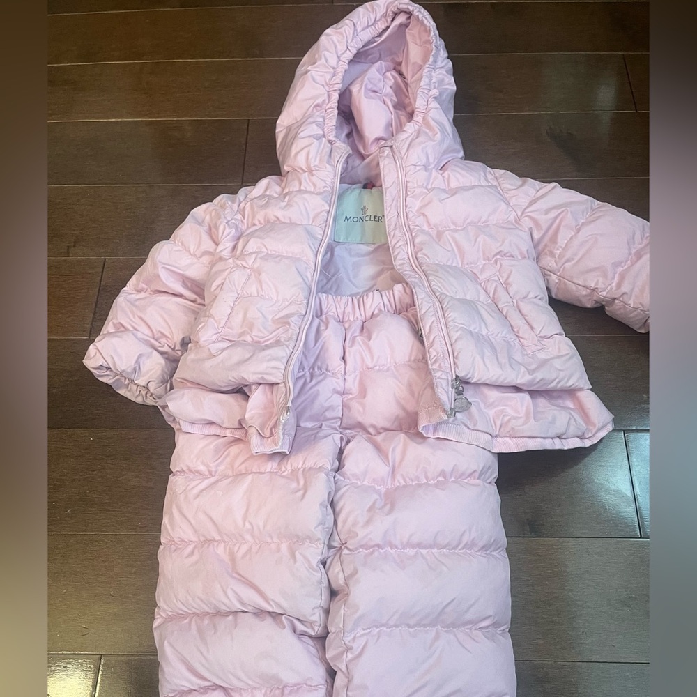 Moncler Light Pink Puffer Jacket and Snow Pants Set